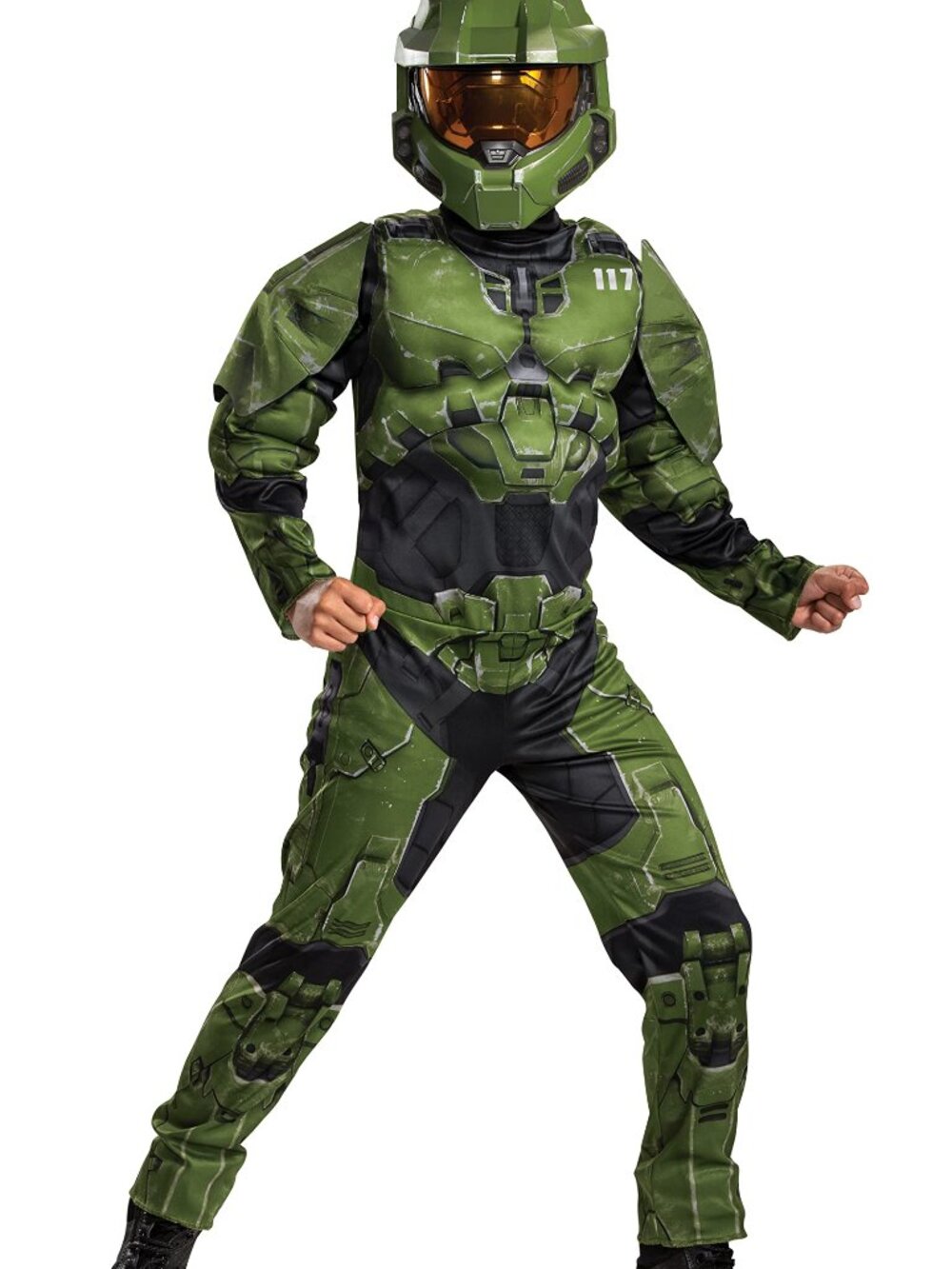 BRAND NEW Halo Infinite Master Chief Costume Kids Size Muscle Padded Size 7-8